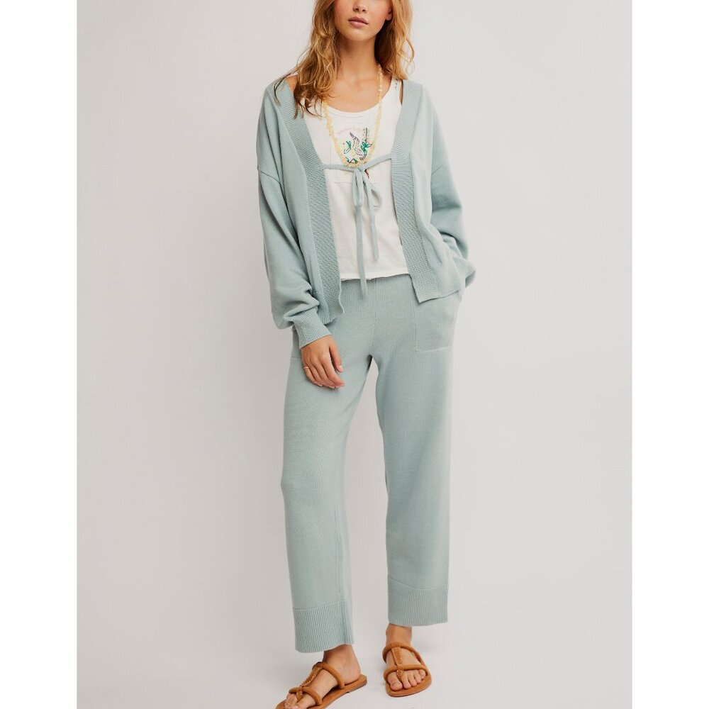 Free People Sage Green Straight Leg Knit Pants